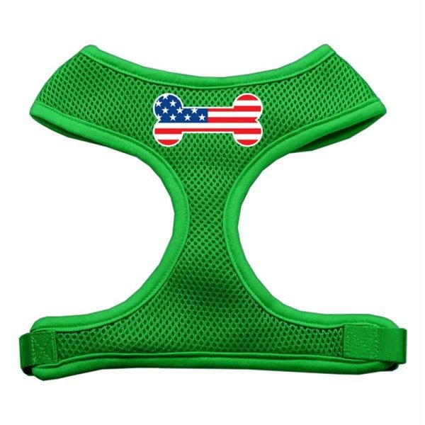 Unconditional Love Bone Flag USA Screen Print Soft Mesh Harness Emerald Green Extra Large UN2457231